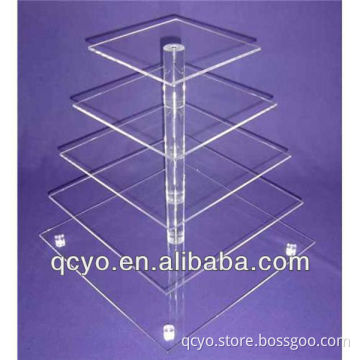 Alibaba China acrylic 5 tiers retangle counter cake display stand